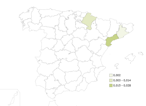 Distribución del apellido Calanda.