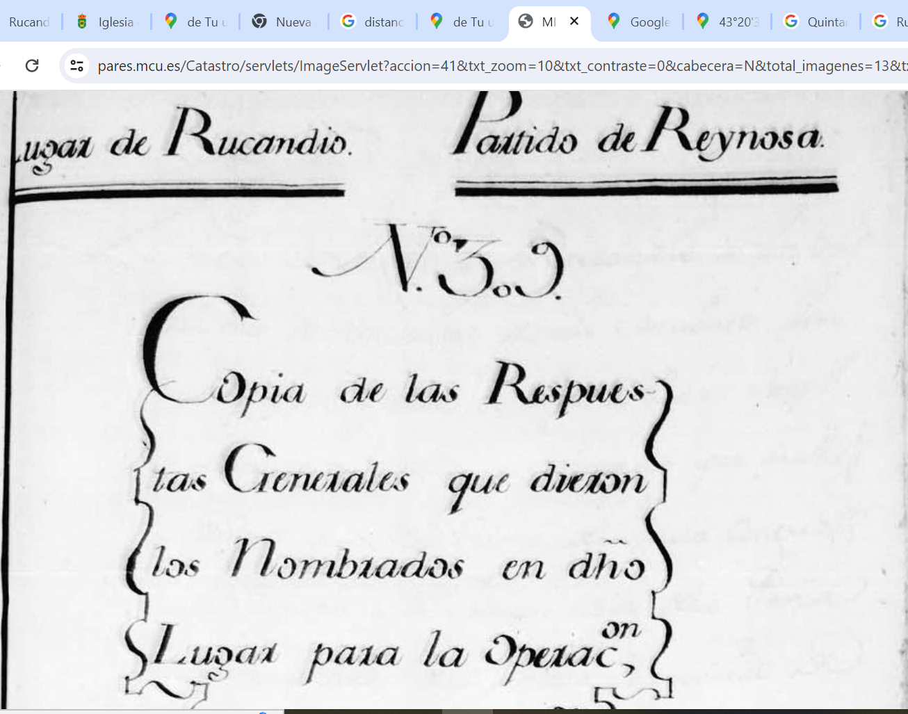 Respuestas a las preguntas del formulario del catastro del Marqués de la Ensenada (PARES).  Rucandio (Cantabria)