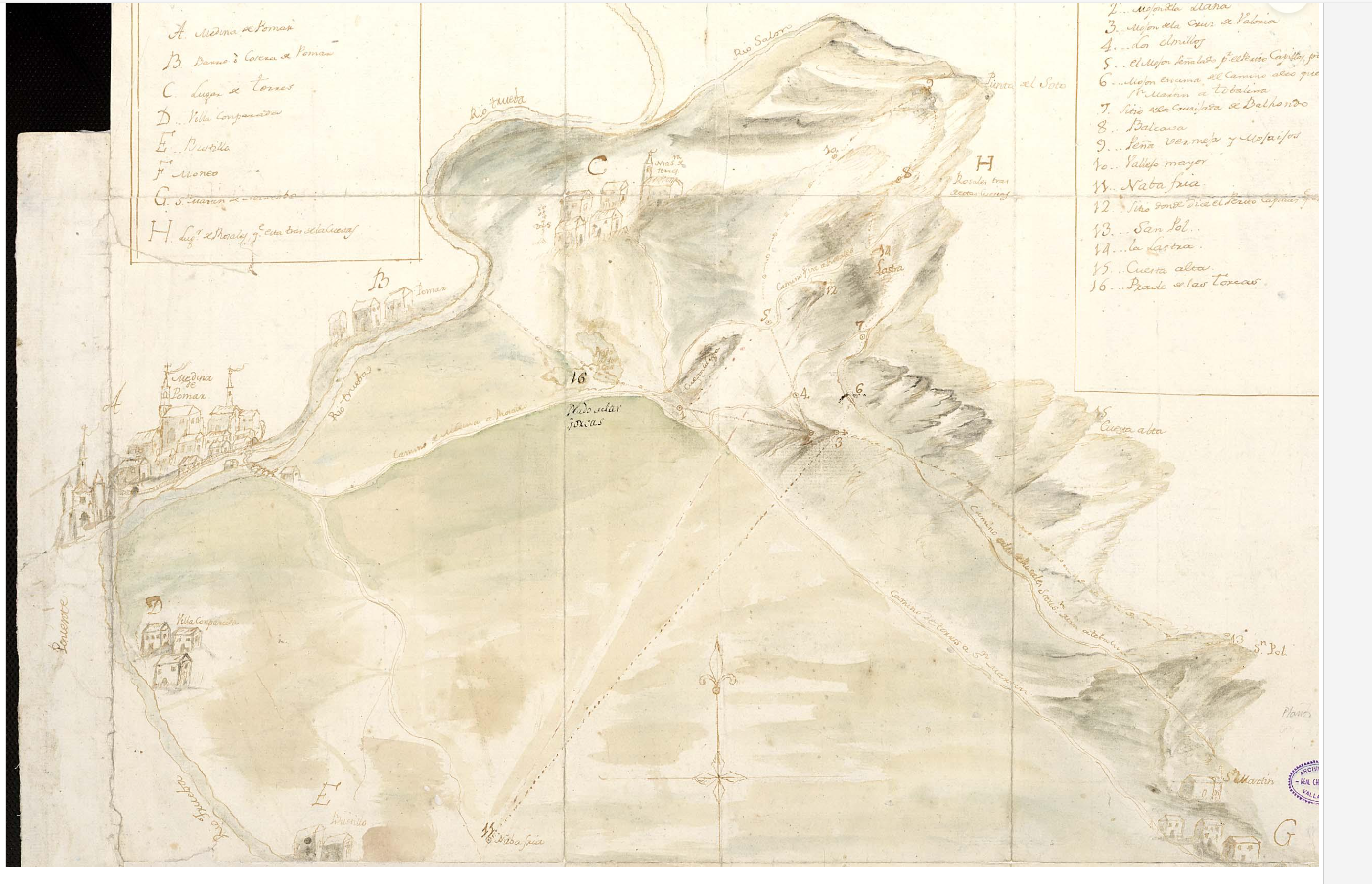 Mapa de términos de Medina de Pomar, Rosales, Torres, Villacomparada, Moneo, Bustillo y Pomar (Burgos), ARCHV, PARES, 1784.