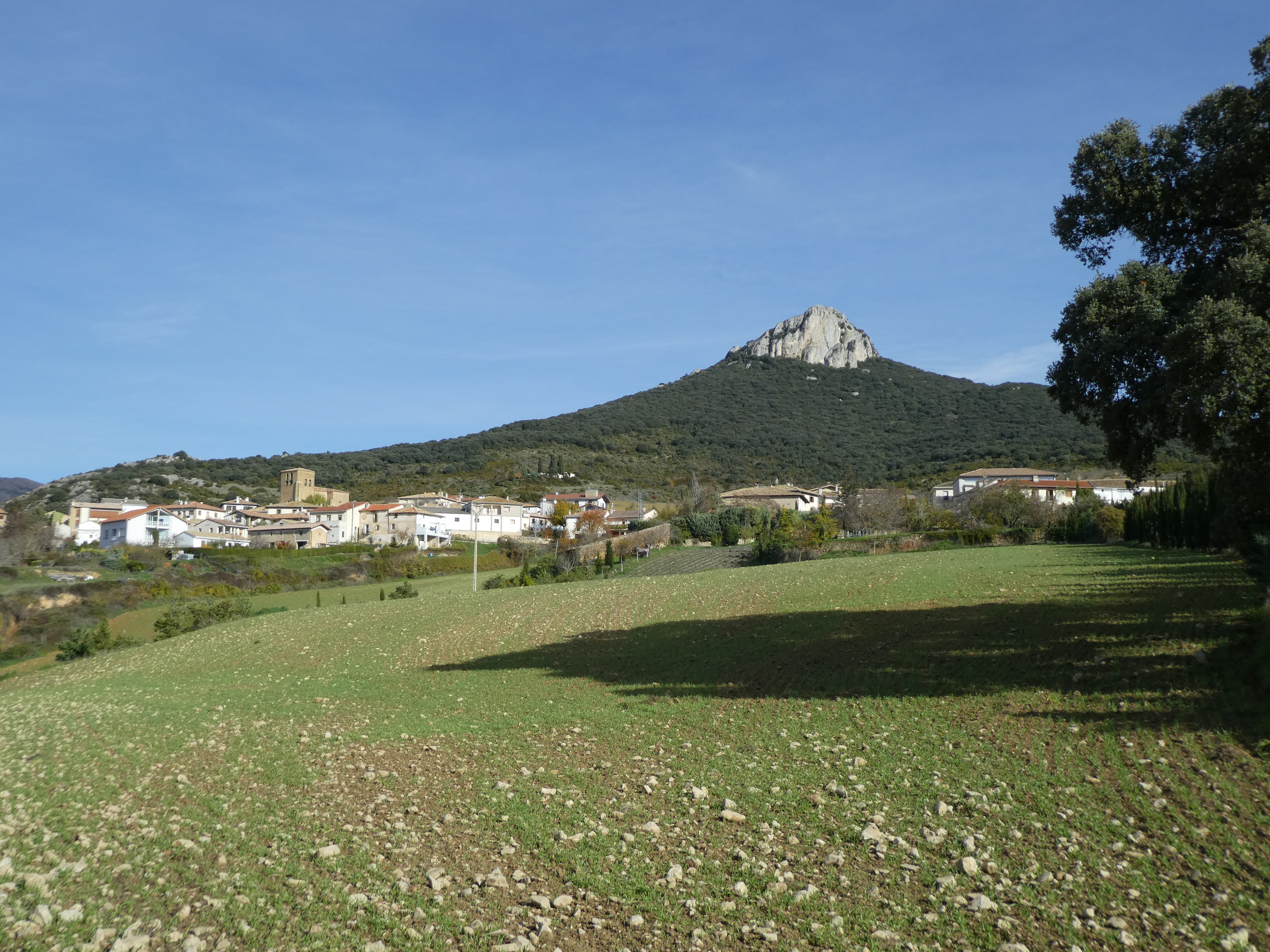 Untzue herria eta gibelean Untzueko haitza. Peio Kamino Kaminondoren argazkia.