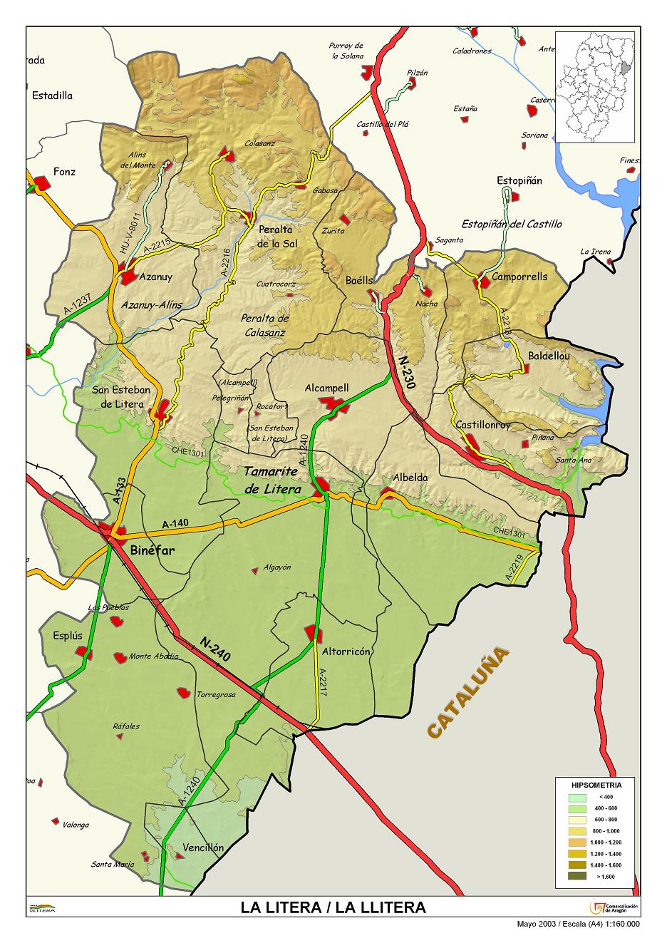 Mapa de La Llitera/La Litera